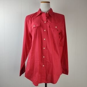 Gap Fitted Boyfriend Shirt M Red blouse Button Up